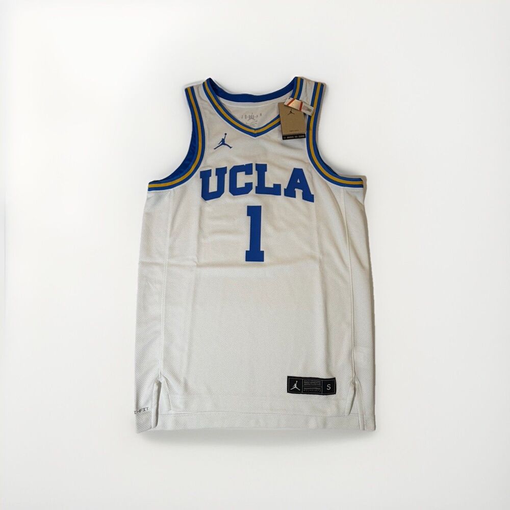 NEW UCLA Bruins #1 Basketball Jersey Men’s Small White Jordan Brand Dri-FIT NWT